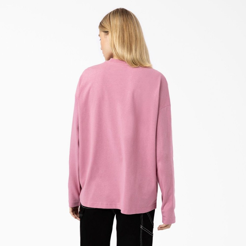 Women's Dickies Summerdale Long Sleeve T-Shirt Pink | 8503274-UR