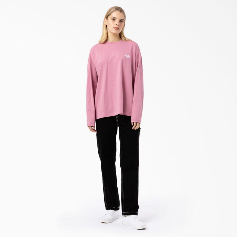 Women's Dickies Summerdale Long Sleeve T-Shirt Pink | 8503274-UR