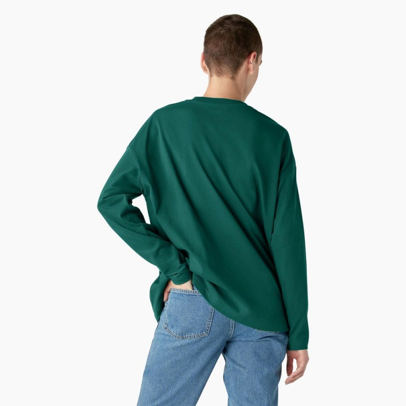 Women's Dickies Summerdale Long Sleeve T-Shirt Green | 2470586-BK