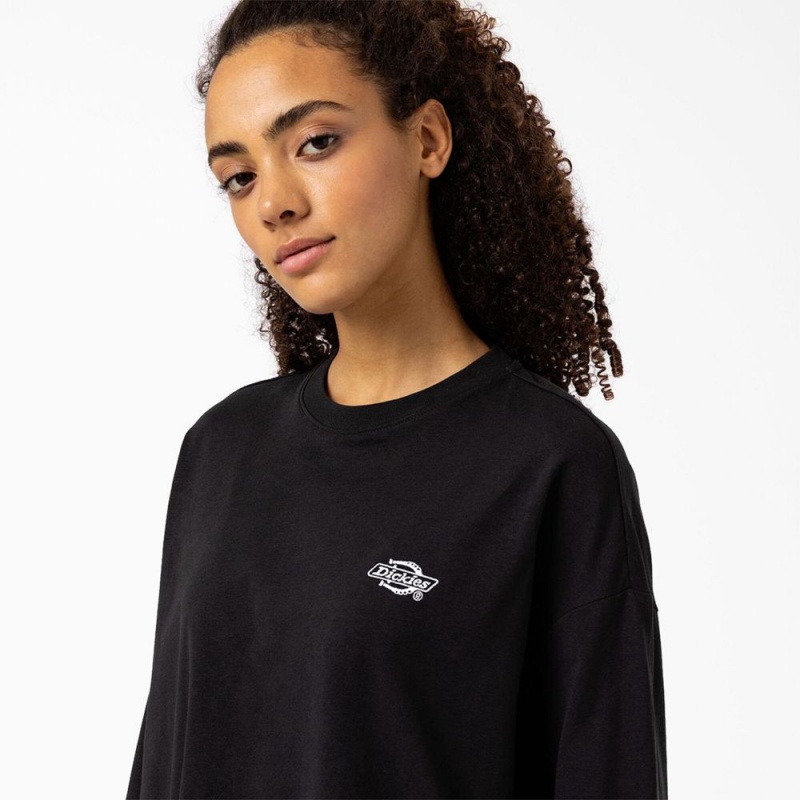 Women's Dickies Summerdale Long Sleeve T-Shirt Black | 0524679-CQ