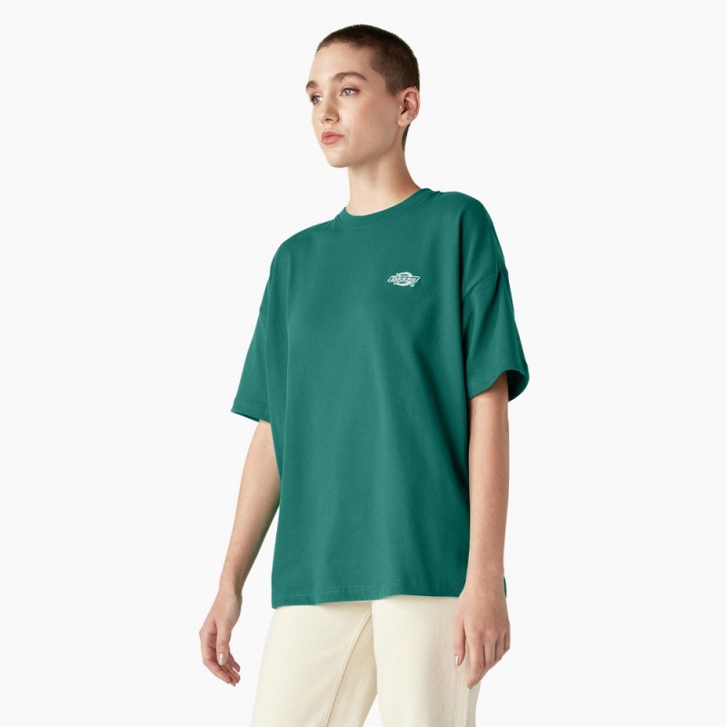 Women's Dickies Summerdale Short Sleeve T-Shirt Green | 4126509-VJ