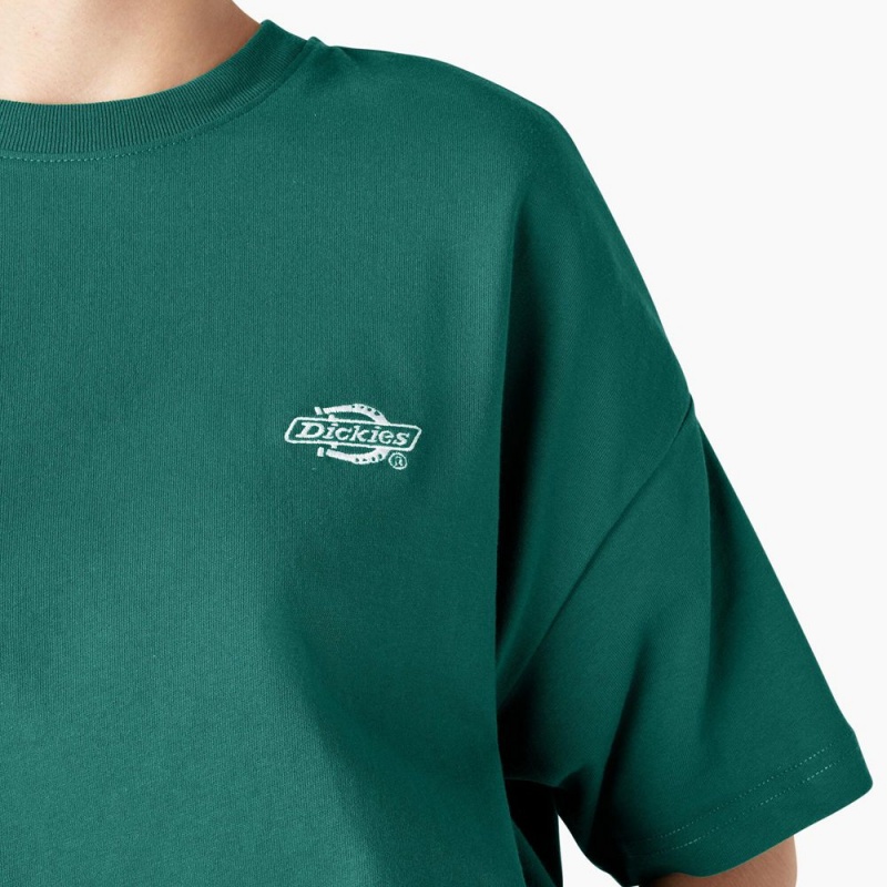 Women's Dickies Summerdale Short Sleeve T-Shirt Green | 4126509-VJ