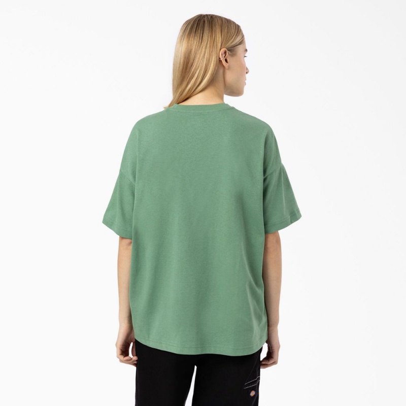 Women's Dickies Summerdale Short Sleeve T-Shirt Green | 4271953-JP