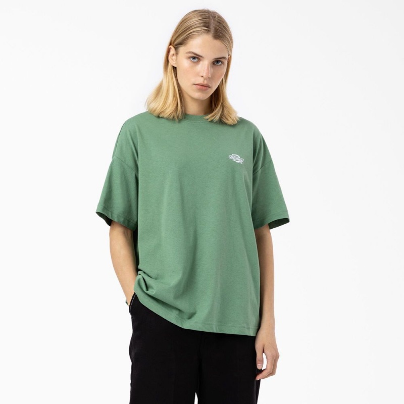 Women\'s Dickies Summerdale Short Sleeve T-Shirt Green | 4271953-JP