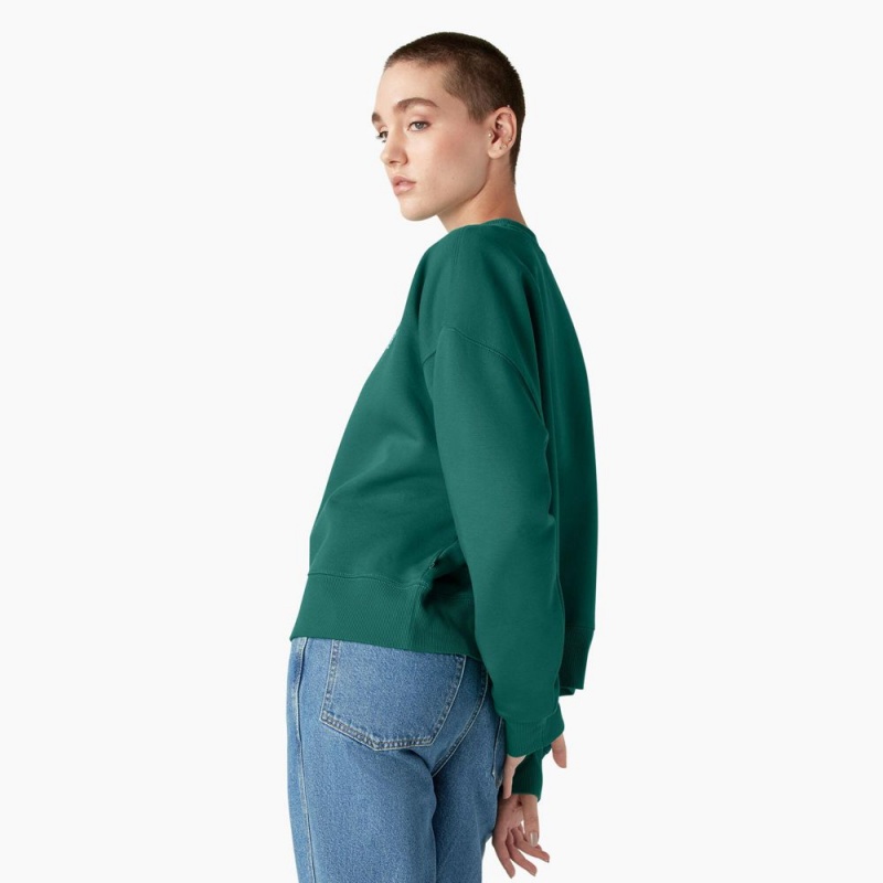 Women's Dickies Summerdale Sweatshirt Green | 3015426-DL