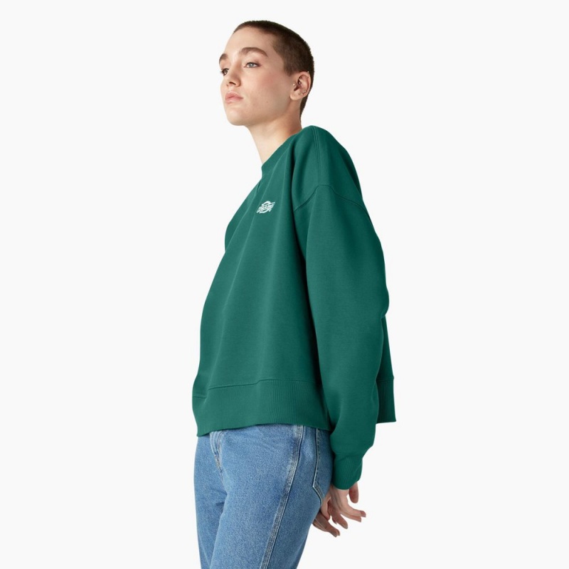 Women's Dickies Summerdale Sweatshirt Green | 3015426-DL