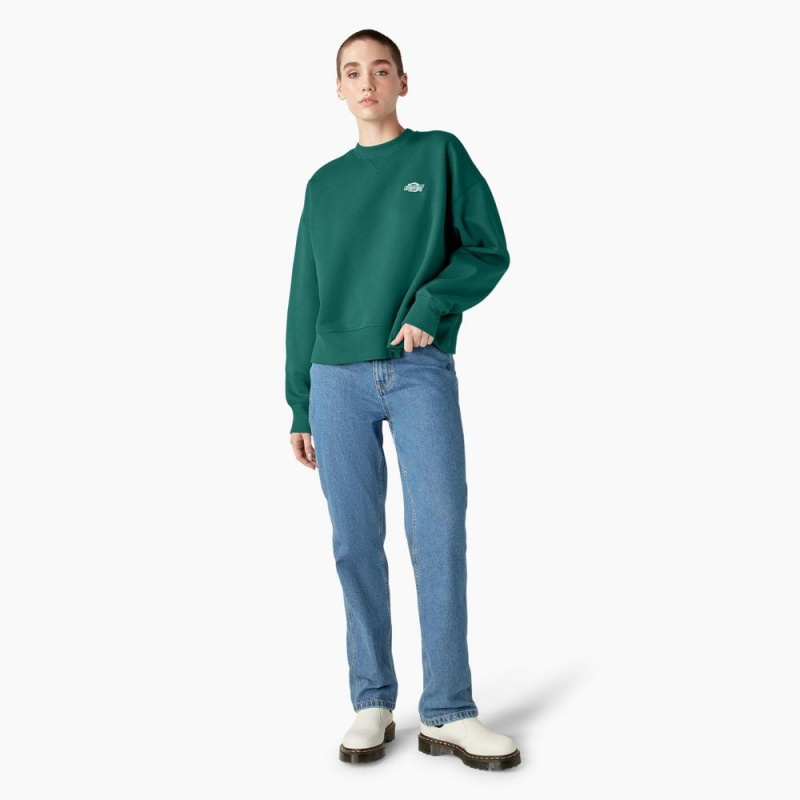 Women's Dickies Summerdale Sweatshirt Green | 3015426-DL