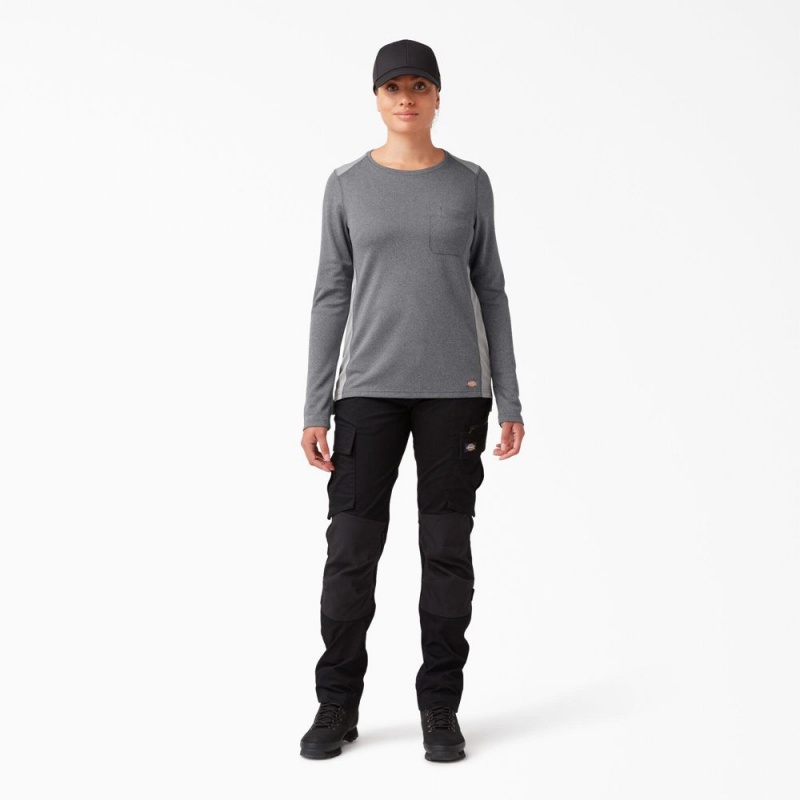 Women's Dickies Temp-iQ® 365 Long Sleeve Pocket T-Shirt Grey | 5048276-VW