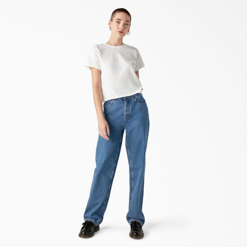 Women's Dickies Thomasville Relaxed Fit Jeans Blue | 1950247-GM