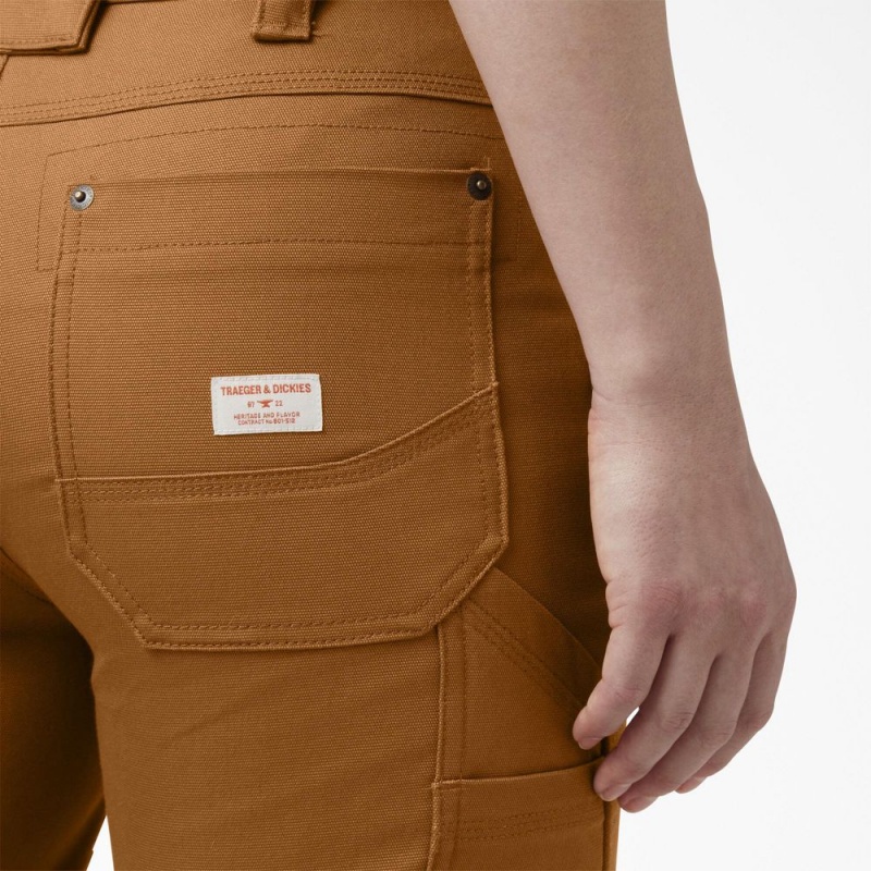 Women's Dickies Traeger x Relaxed Fit Shorts Brown | 4096832-AE