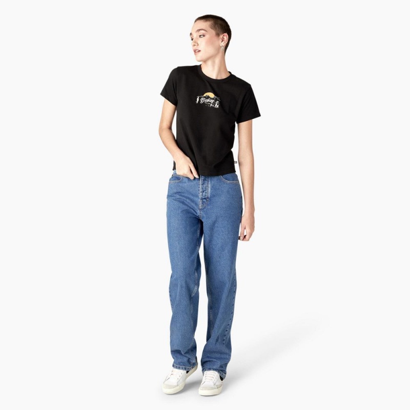 Women's Dickies Twill Ranch Graphic T-Shirt Black | 1357426-OE