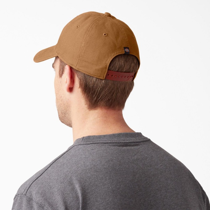 Women's Dickies Washed Canvas Cap Brown | 3196728-IU