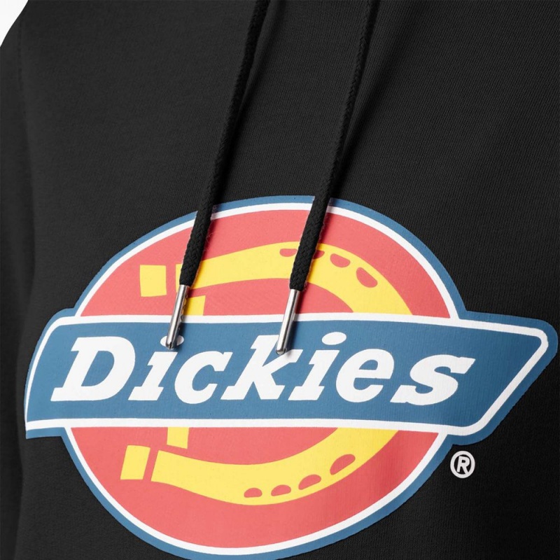 Women's Dickies Water Repellent Logo Hoodie Black | 0632514-BV