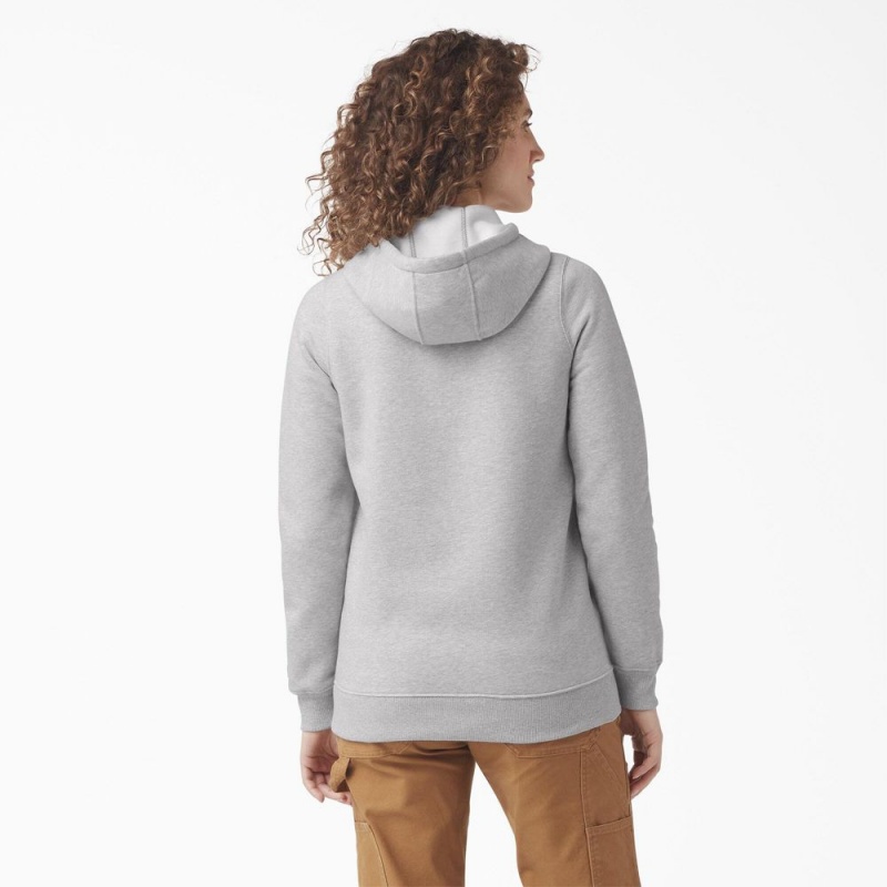 Women's Dickies Water Repellent Logo Hoodie Grey | 2973158-DY