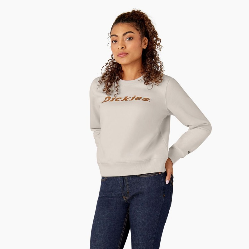 Women's Dickies Water Repellent Logo Sweatshirt Grey | 3189670-EJ