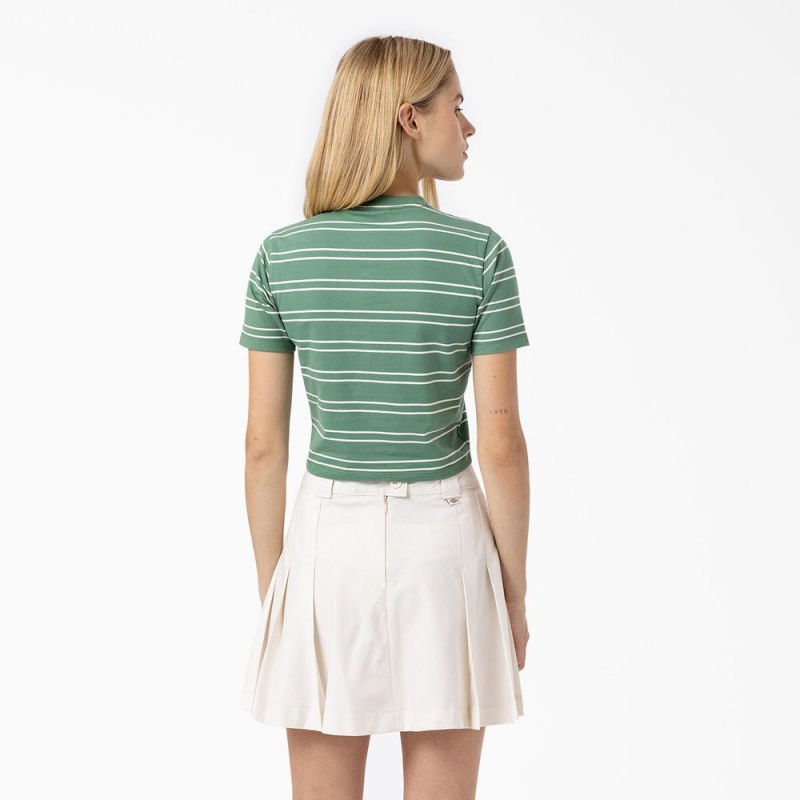 Women's Dickies Westover Striped T-Shirt Green | 0614259-CZ