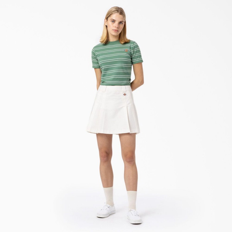 Women's Dickies Westover Striped T-Shirt Green | 0614259-CZ