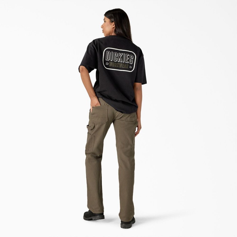 Women's Dickies Workwear Sign Heavyweight T-Shirt Black | 0917852-LU