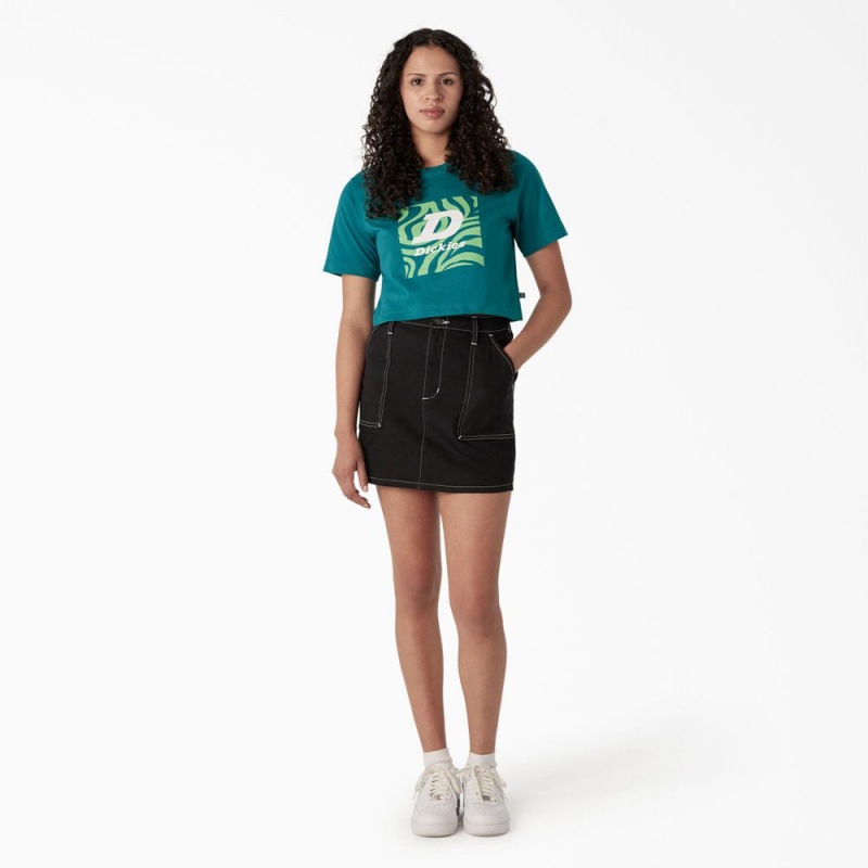 Women's Dickies Zebra Graphic Cropped T-Shirt Blue | 2756403-MF