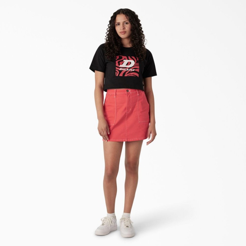 Women's Dickies Zebra Graphic Cropped T-Shirt Black | 3781094-GV