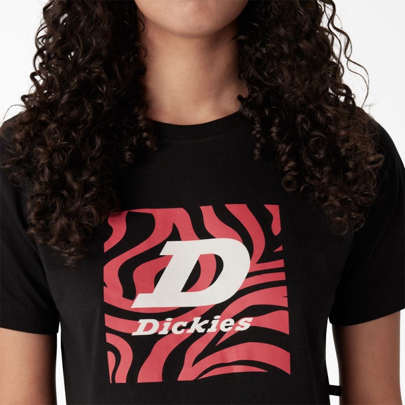 Women's Dickies Zebra Graphic Cropped T-Shirt Black | 3781094-GV