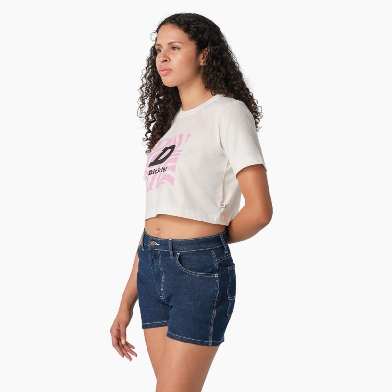 Women's Dickies Zebra Graphic Cropped T-Shirt White | 4352069-HN