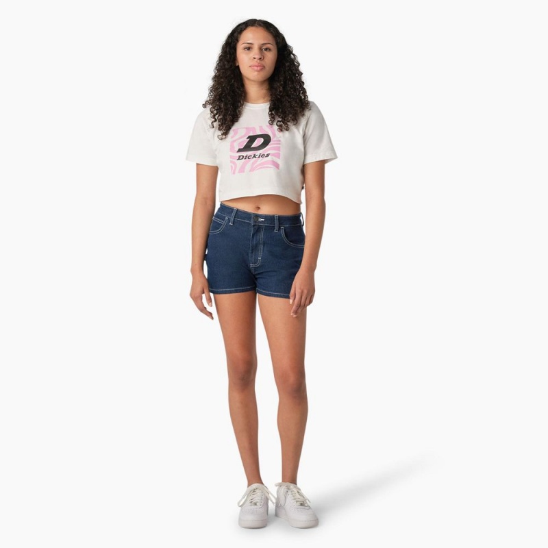 Women's Dickies Zebra Graphic Cropped T-Shirt White | 4352069-HN