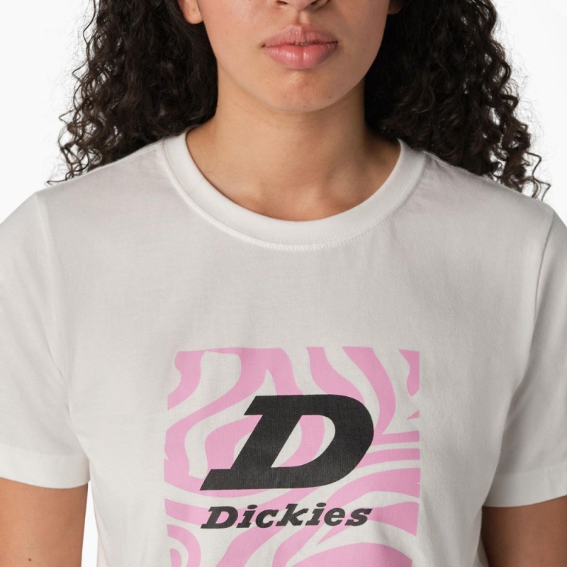 Women's Dickies Zebra Graphic Cropped T-Shirt White | 4352069-HN