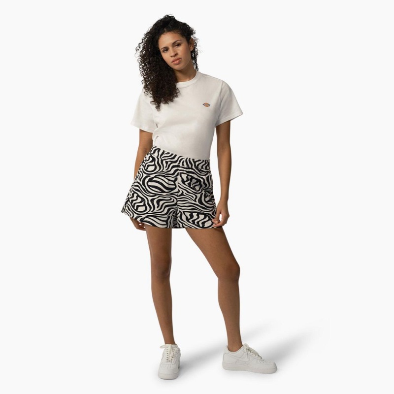 Women's Dickies Zebra Regular Fit Print Shorts Black | 5710923-CA