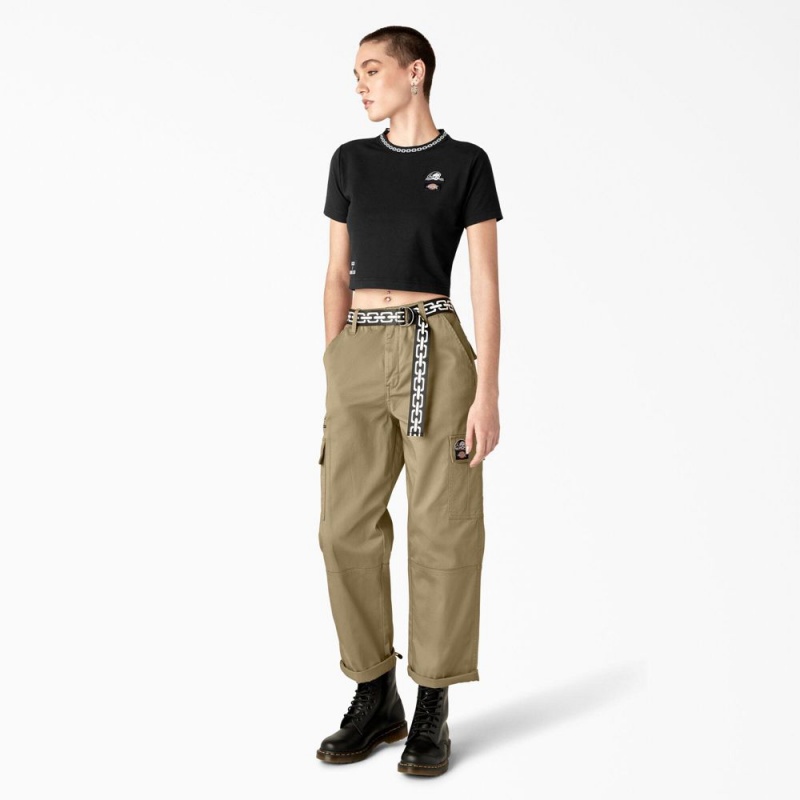 Women's Dickies x Lurking Class Cropped T-Shirt Black | 4723580-JV